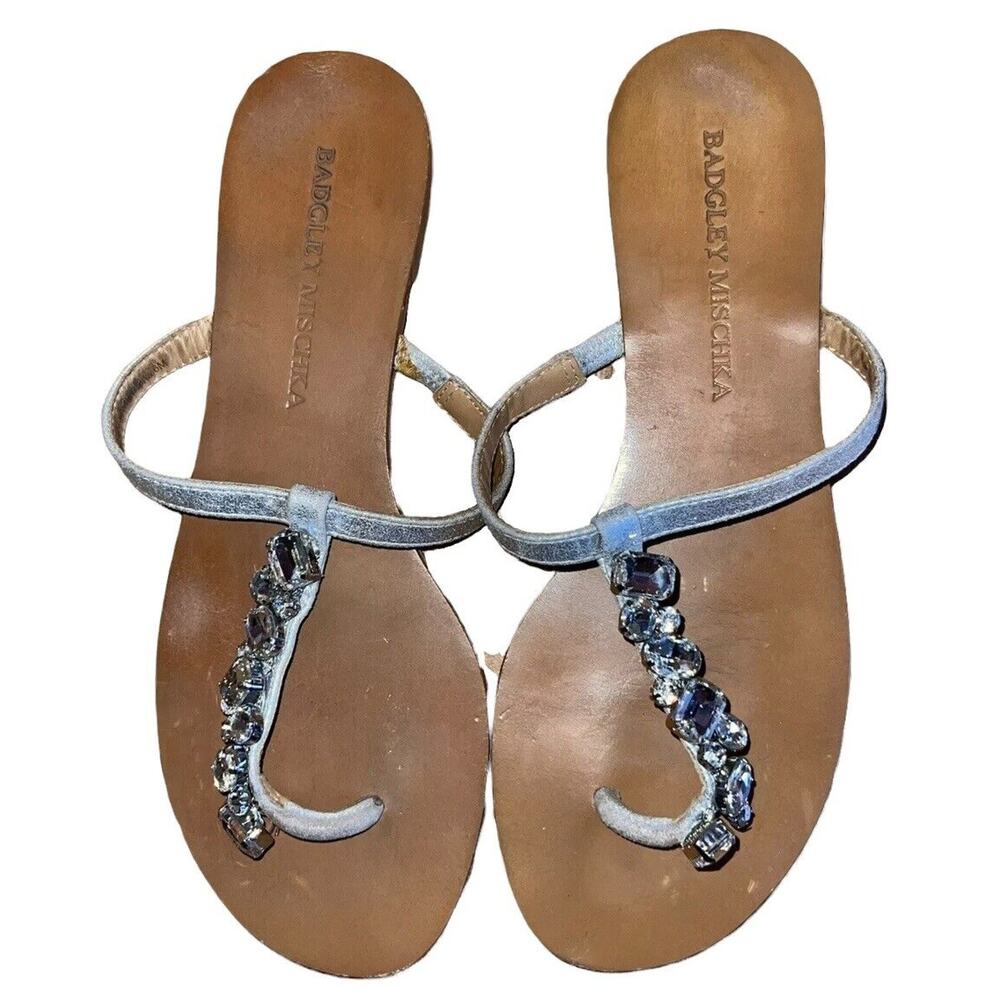 Badgley Mischka Sandals Thong Rhinestone Flip Flop Flat